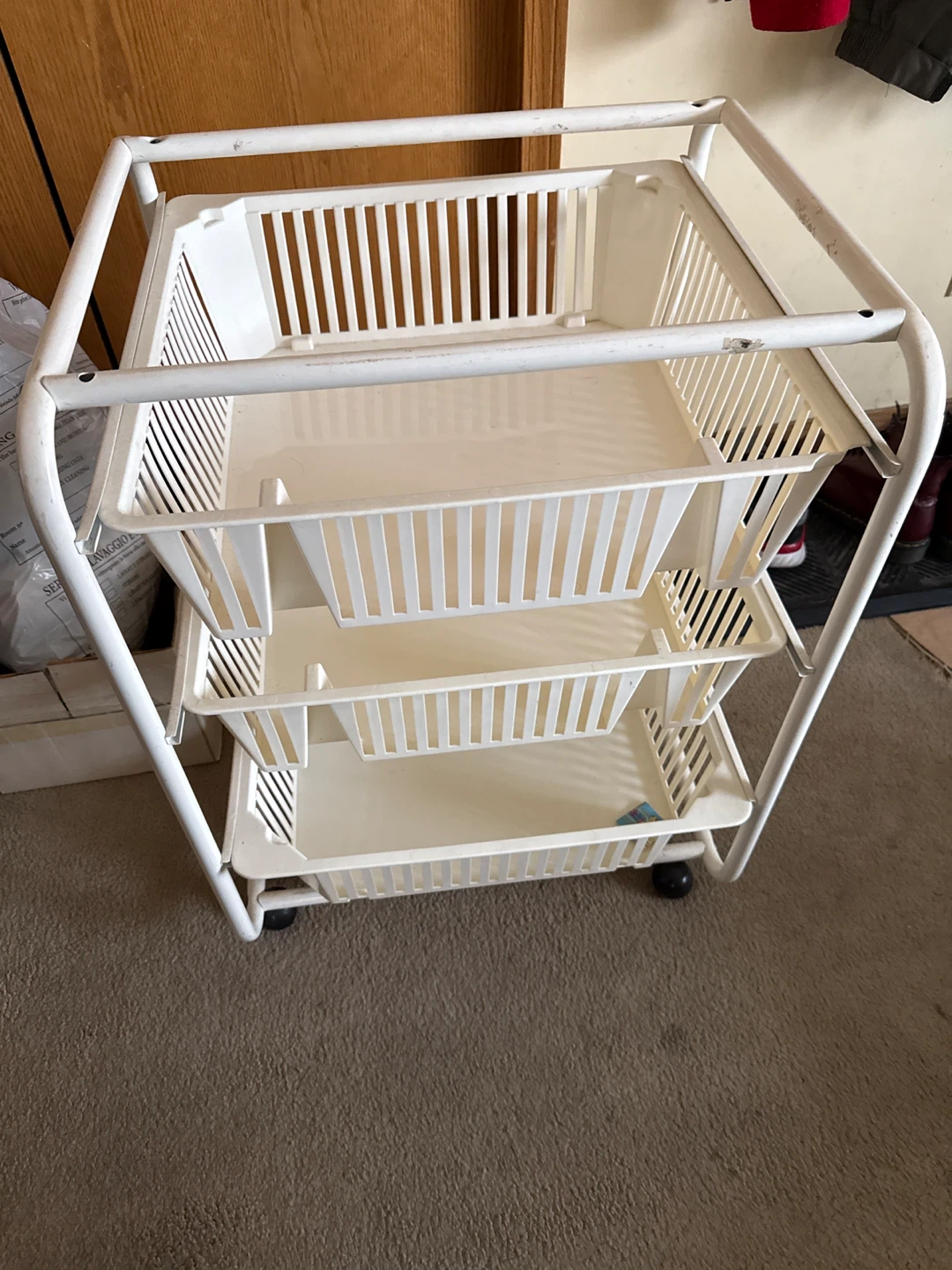 White 3-Tier Rolling Storage Cart - photo 2