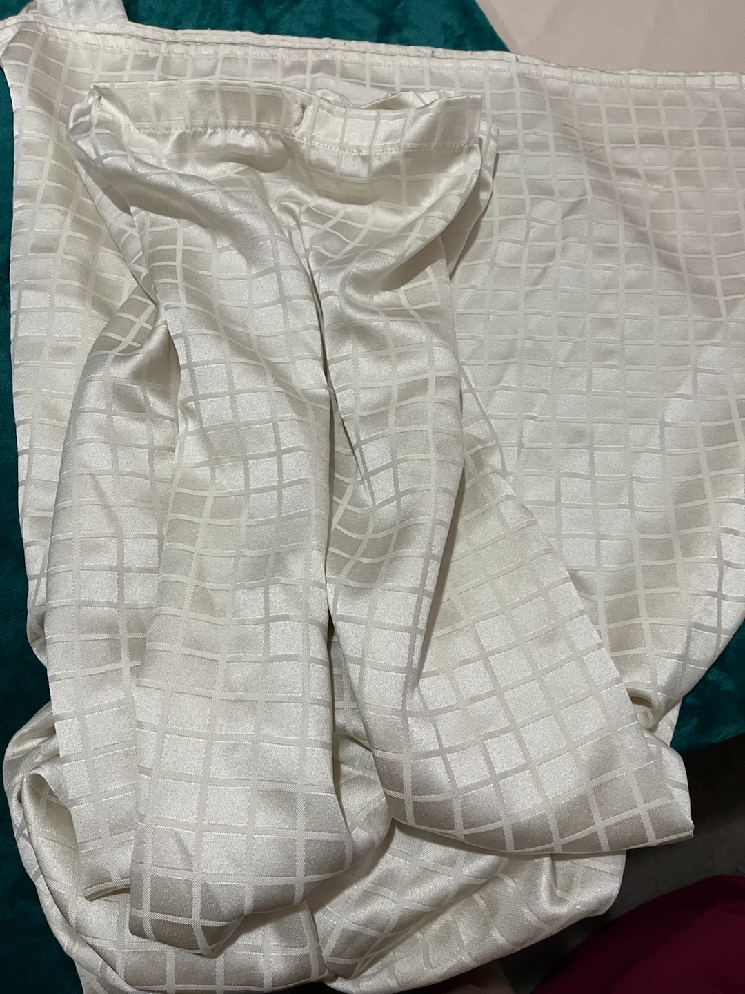 White Checked Shower Curtain