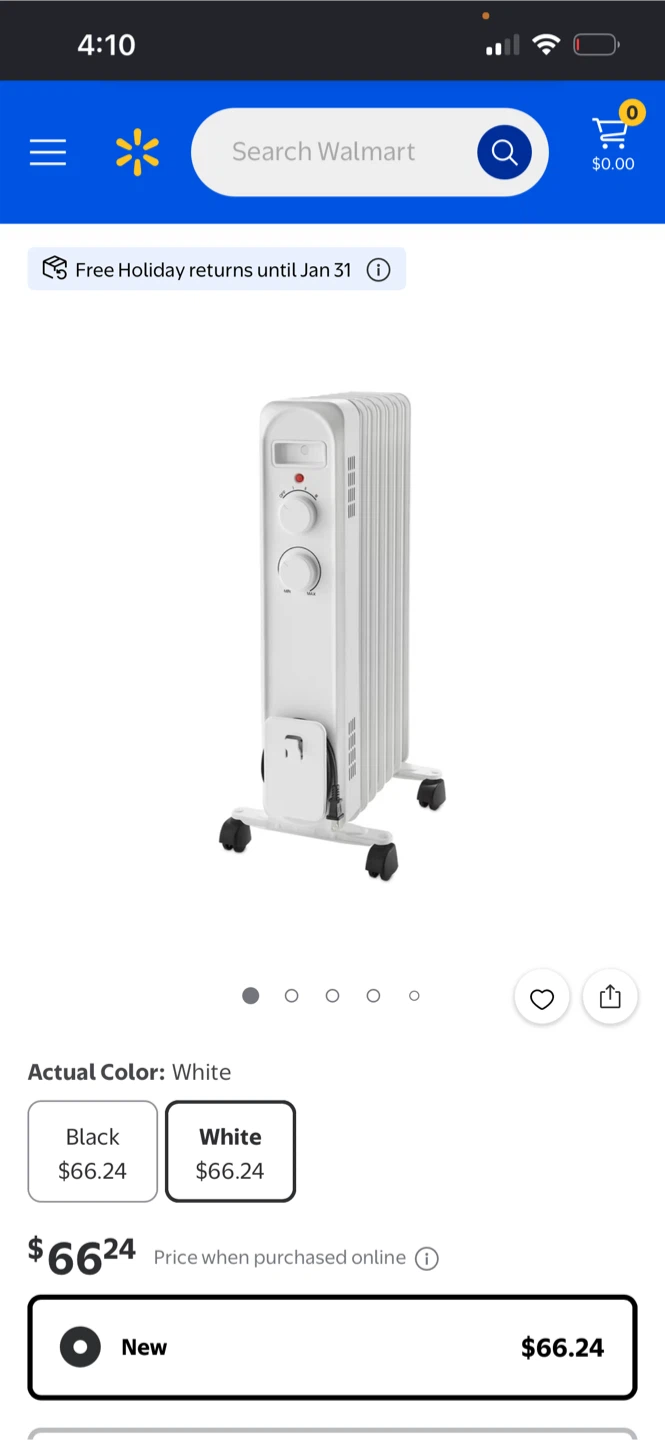 White Oil-Filled Radiator Heater
