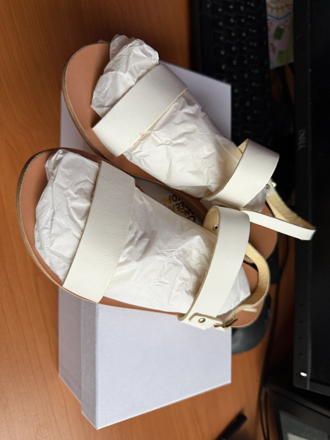 Handmade Greek White Leather Sandals Size 37 - photo 2