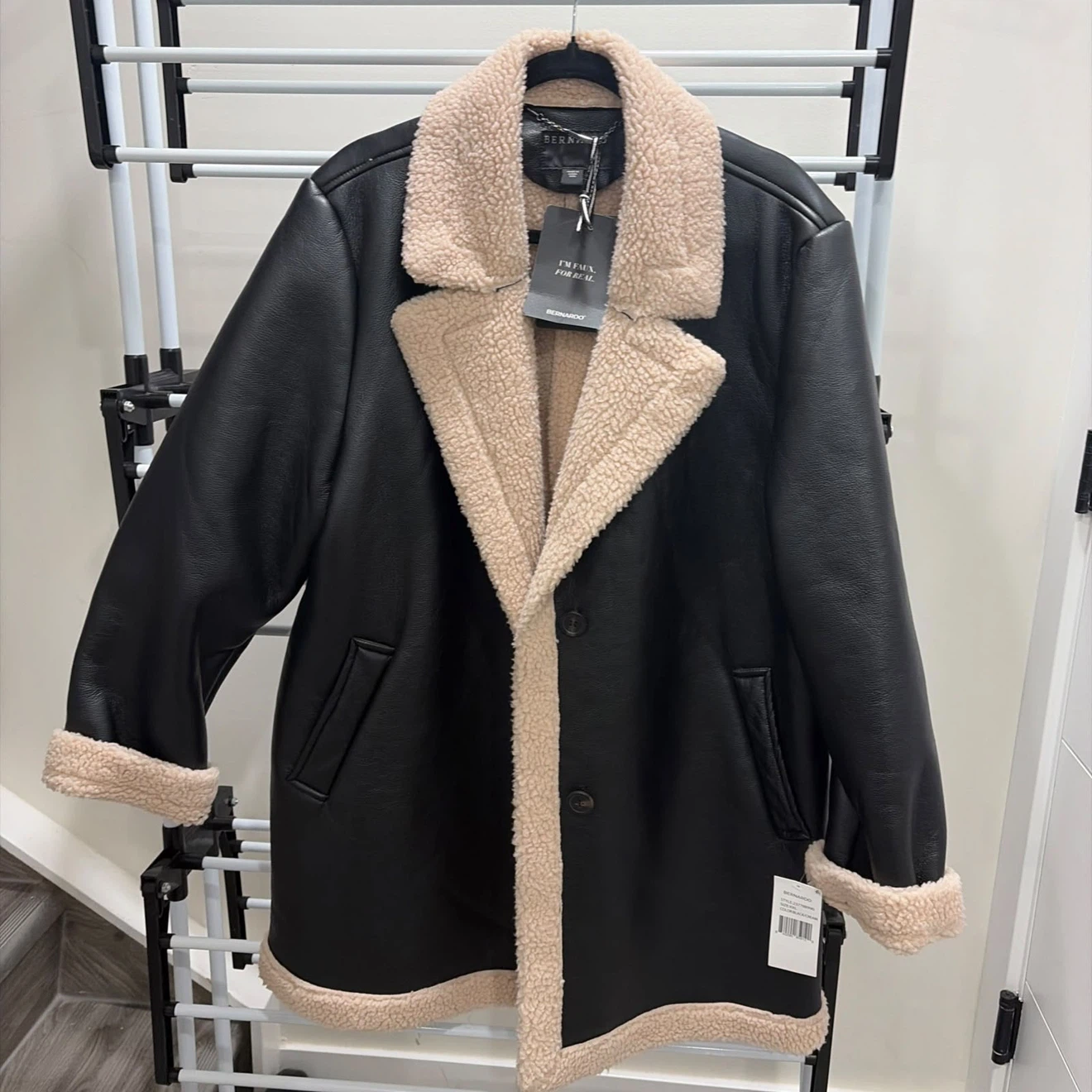 Bernardo Faux Leather Sherpa Jacket