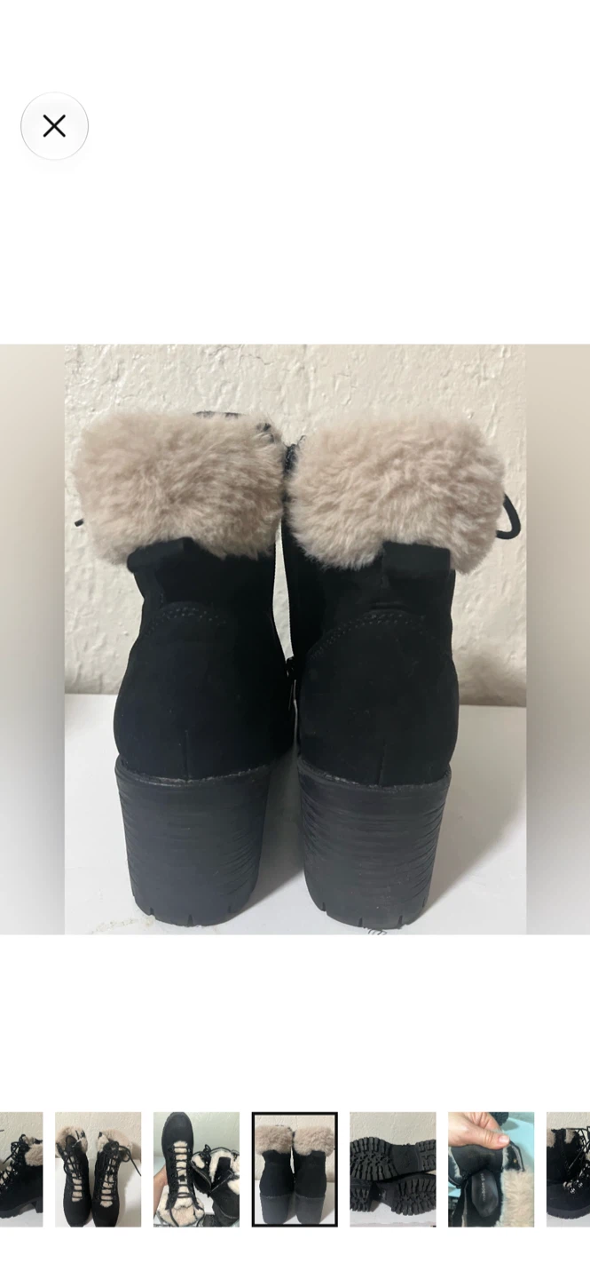 Madden Girl black faux fur trim lace-up boots - photo 2