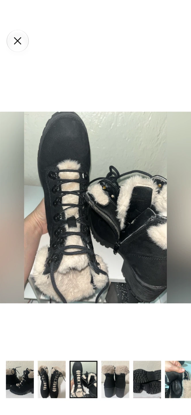 Madden Girl black faux fur trim lace-up boots - photo 3