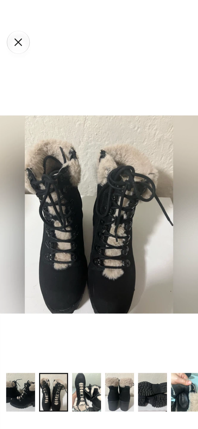 Madden Girl black faux fur trim lace-up boots - photo 5