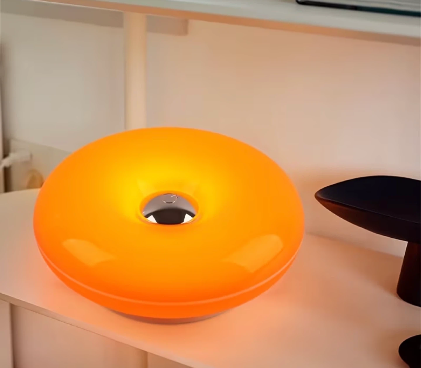 Donut-Shaped Orange LED Lamp