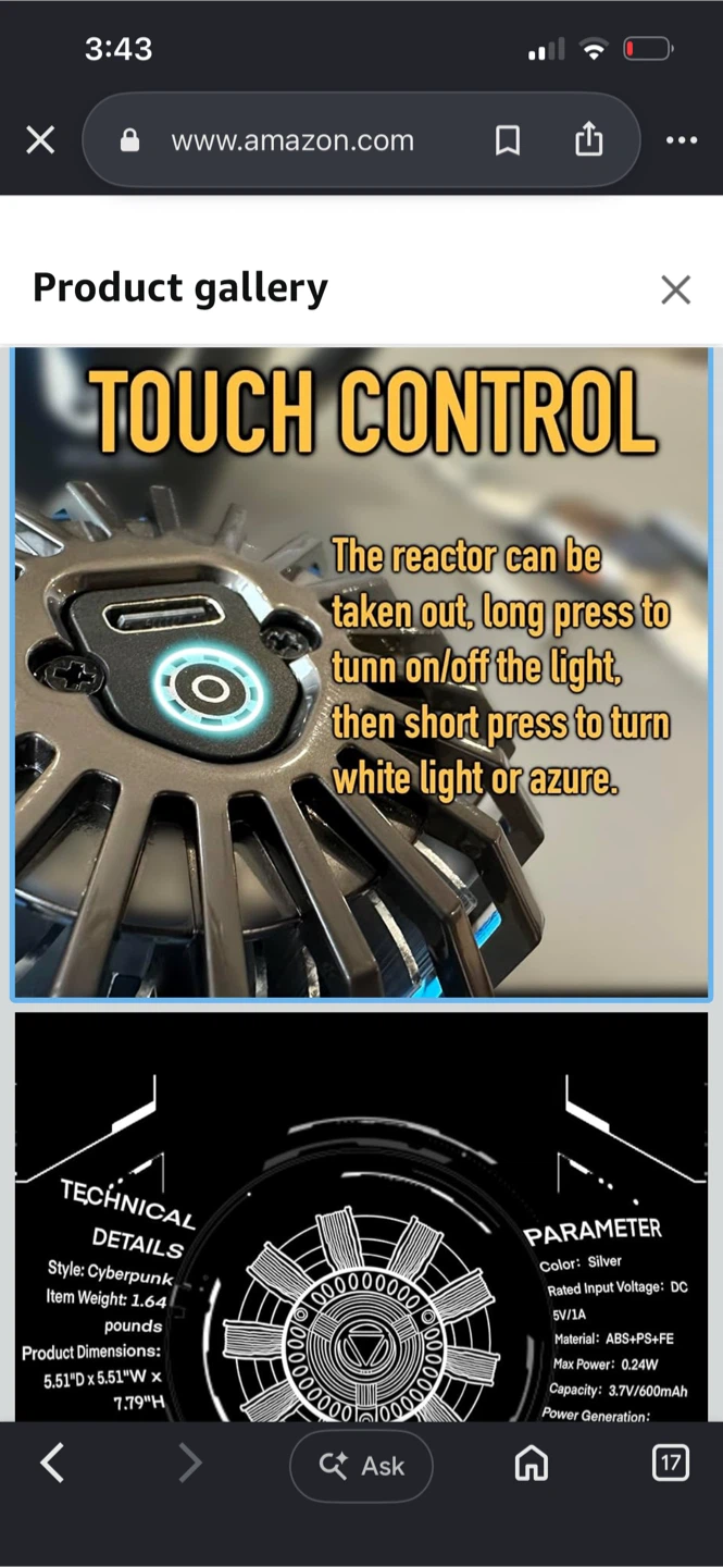 Iron Man  Arc Reactor Display Light