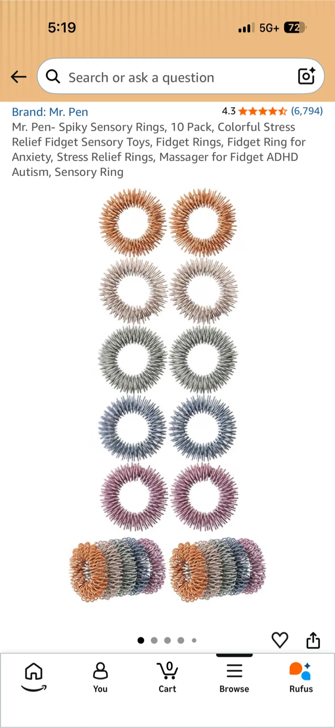 Mr. Pen Spiky Sensory Fidget Rings, 10 Pack