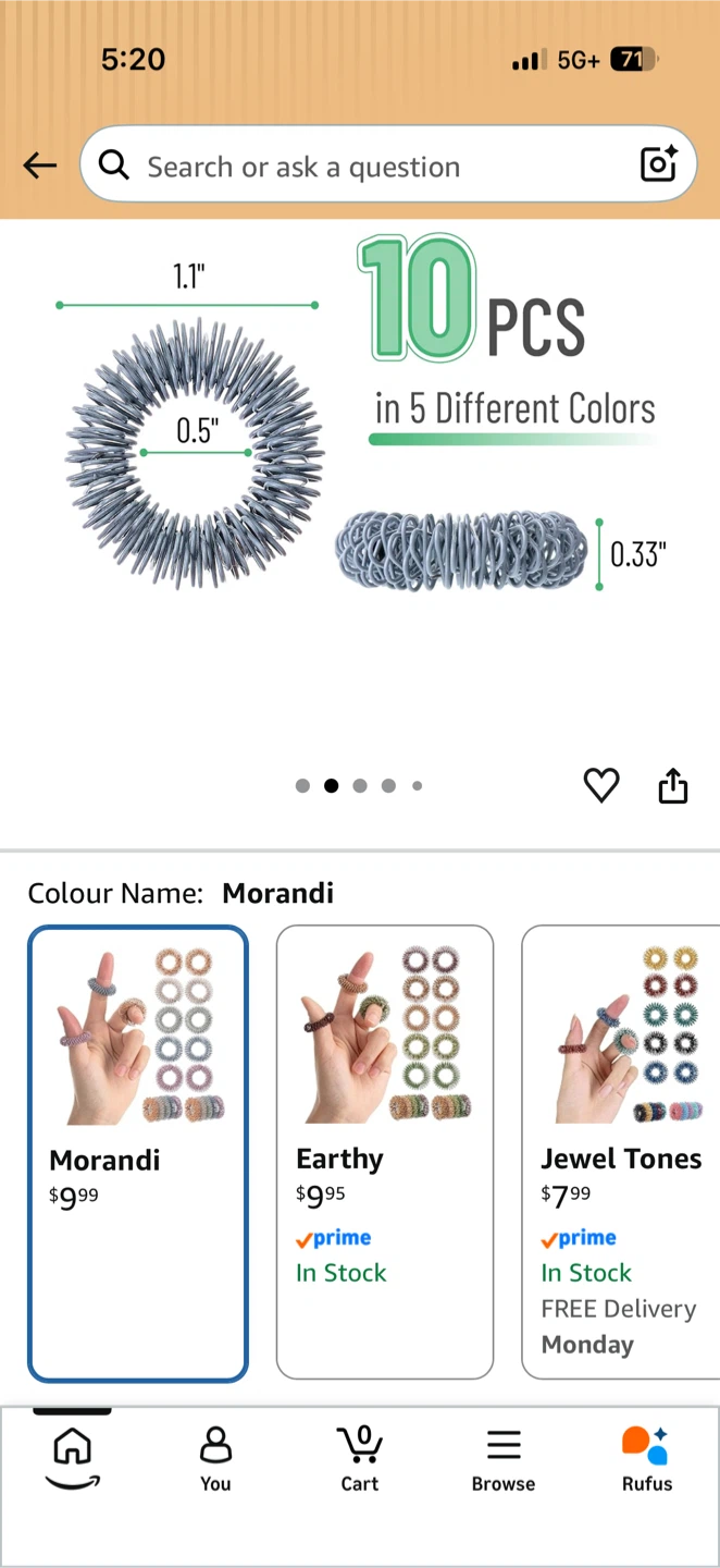 Mr. Pen Spiky Sensory Fidget Rings, 10 Pack - photo 2