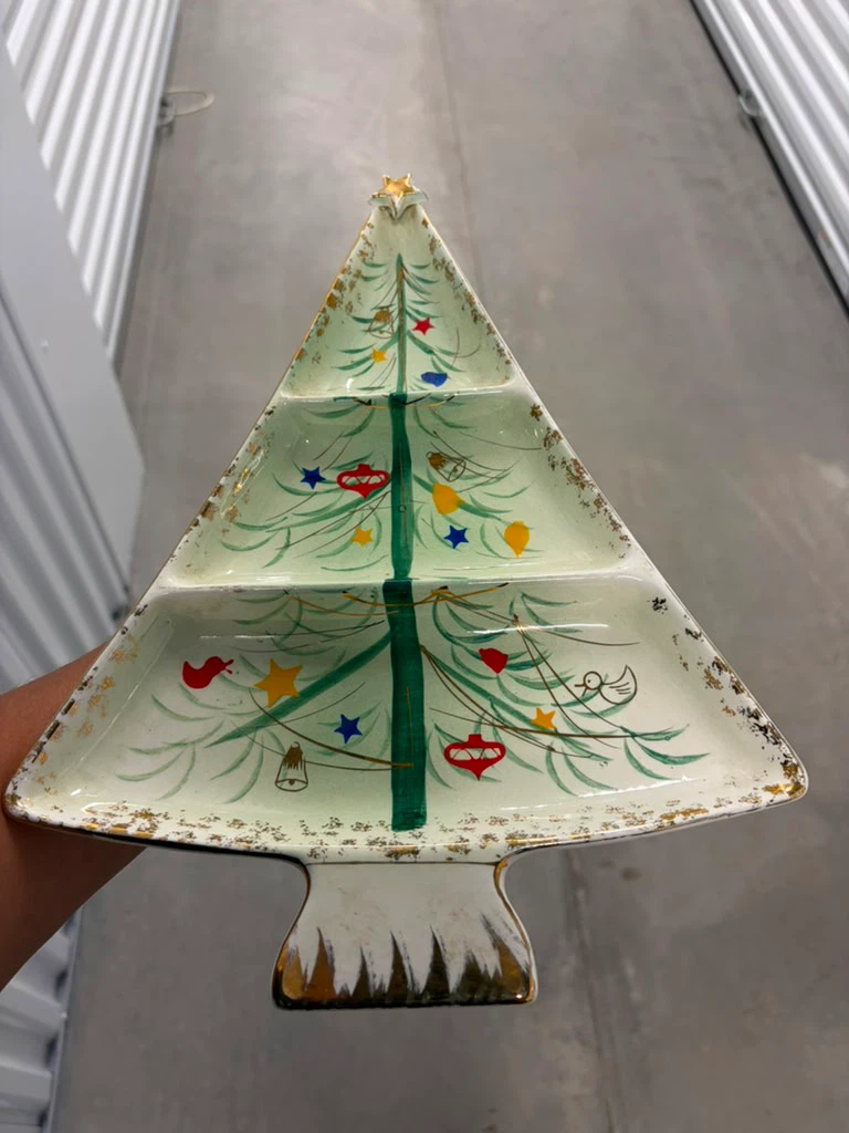 Vintage Christmas Tree Shaped Serving Dish