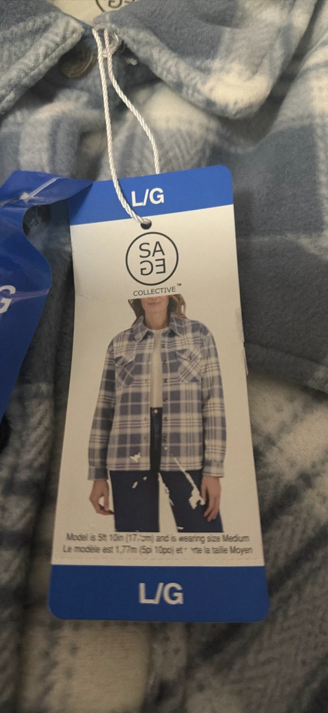 Sage Collective Plaid Fleece Shacket Large