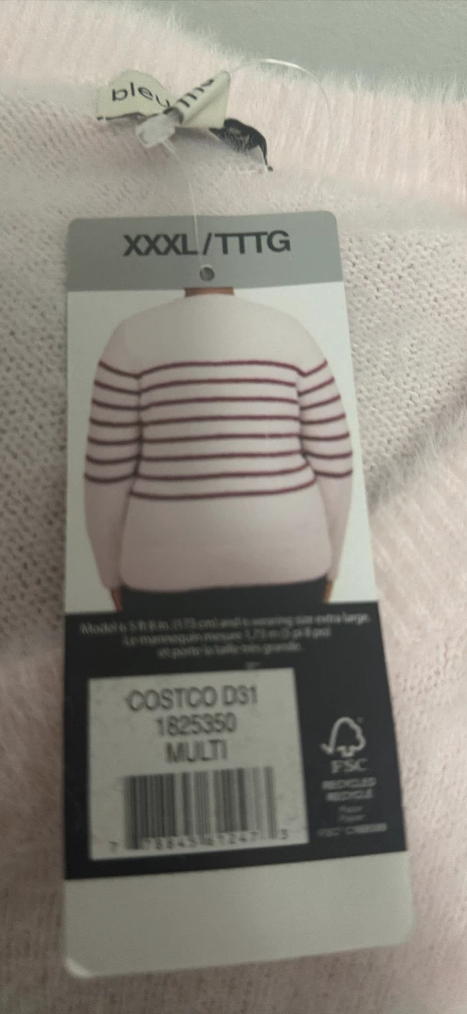 Bleu Gray Striped Fuzzy Sweater XXXL - photo 3