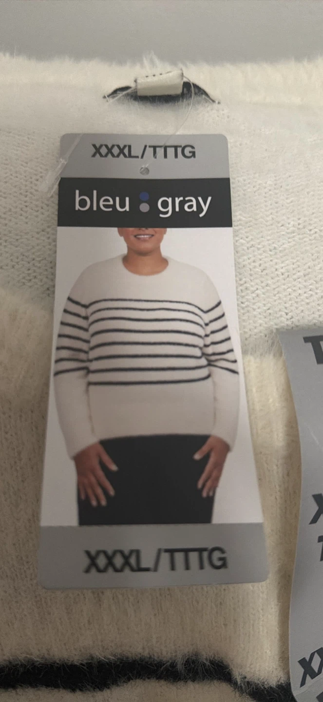 Bleu & Gray Striped Sweater