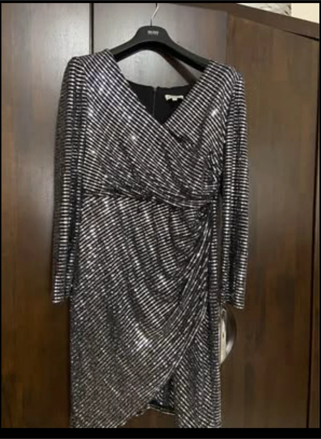 Silver Sequin Wrap Dress