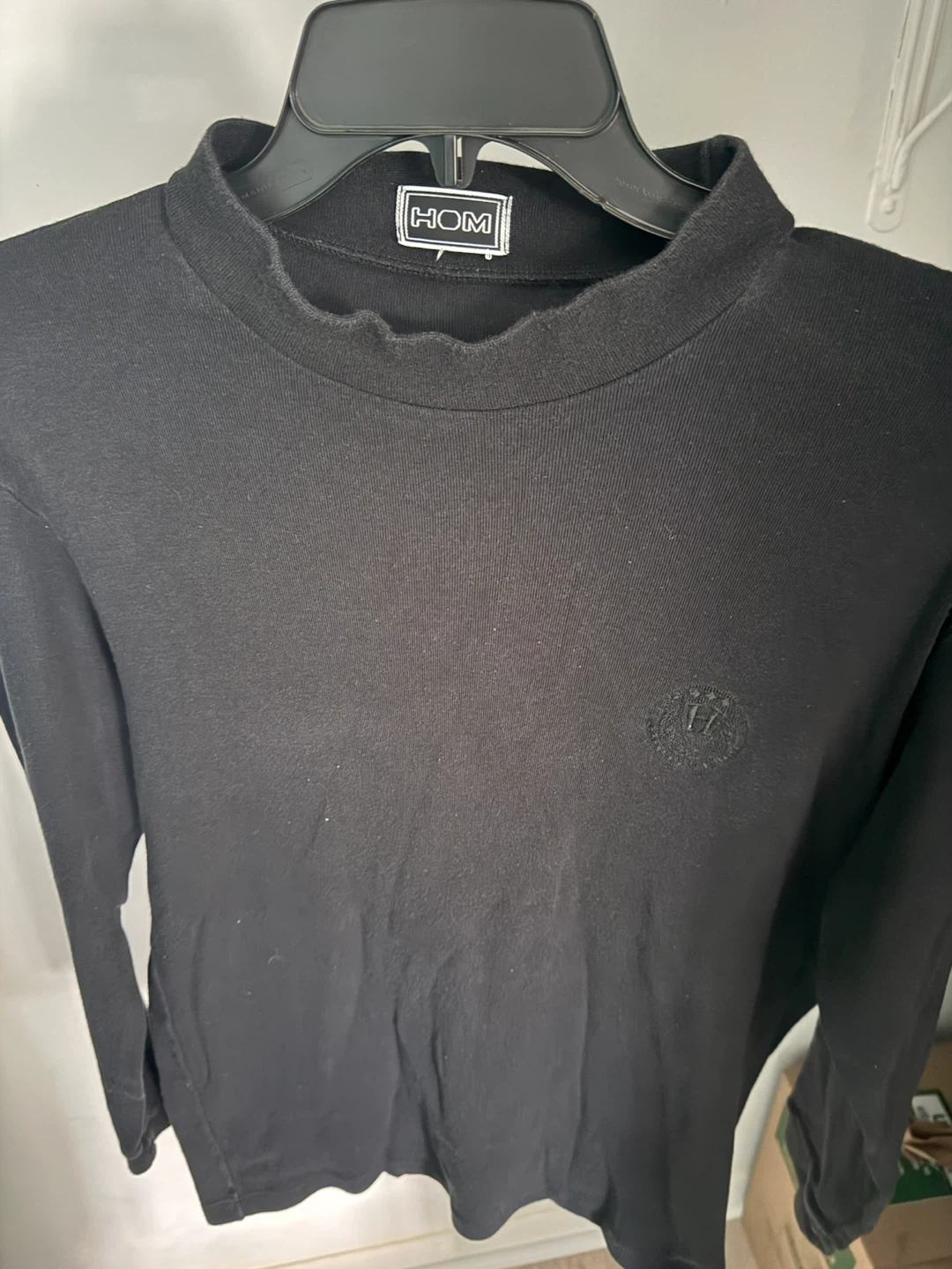 HOM Black Mock Neck Long Sleeve Shirt