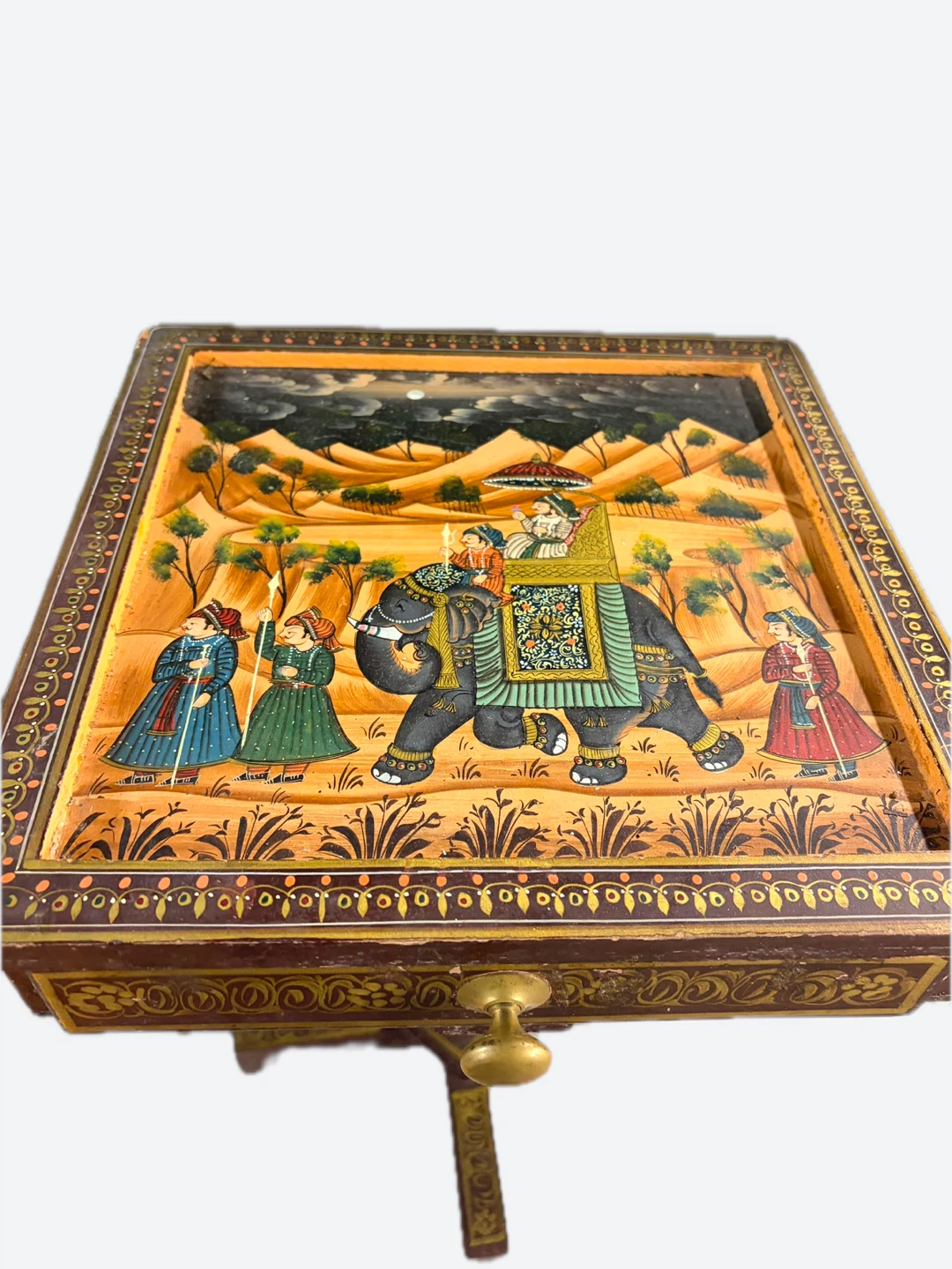 Hand-Painted Domino Set with Decorative Storage Table