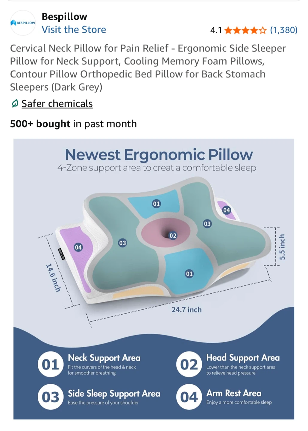 Cervical Neck Pillow for Pain Relief - photo 3
