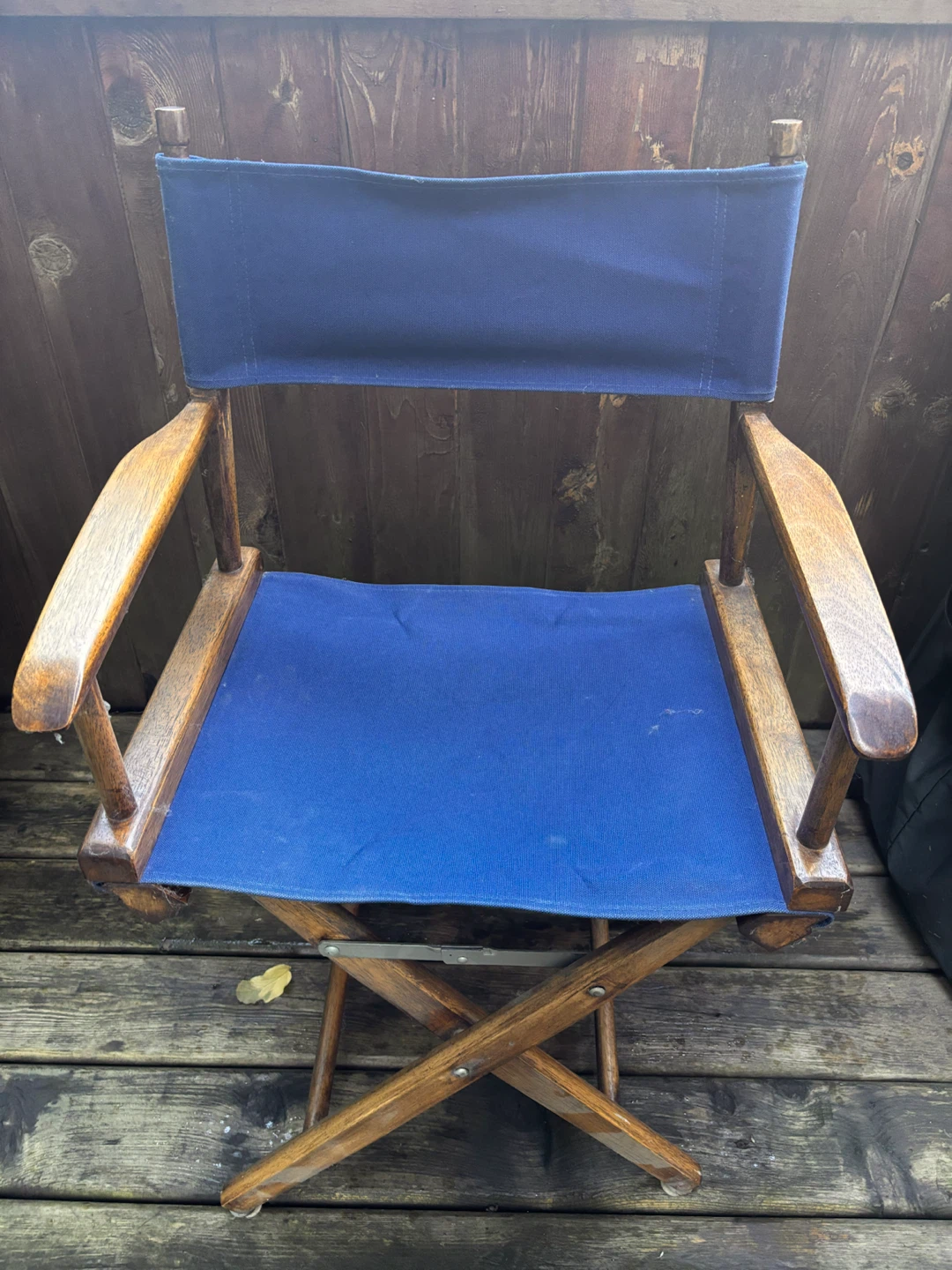 Vintage Pier 1 Solid Wood Director’s Chair – Royal Blue Canvas