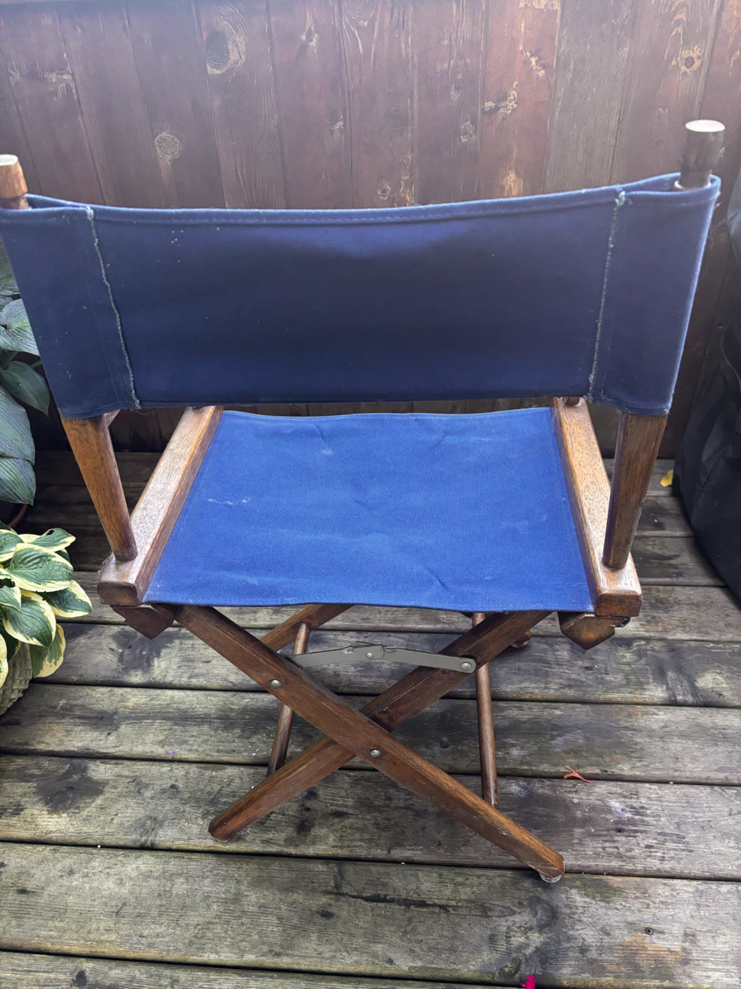 Vintage Pier 1 Solid Wood Director’s Chair – Royal Blue Canvas - photo 2