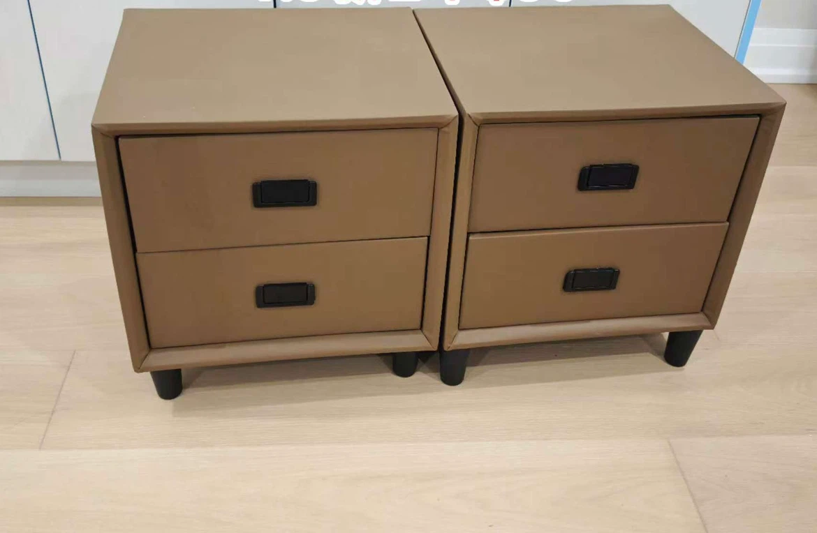 Set of Two Faux Leather Nightstands