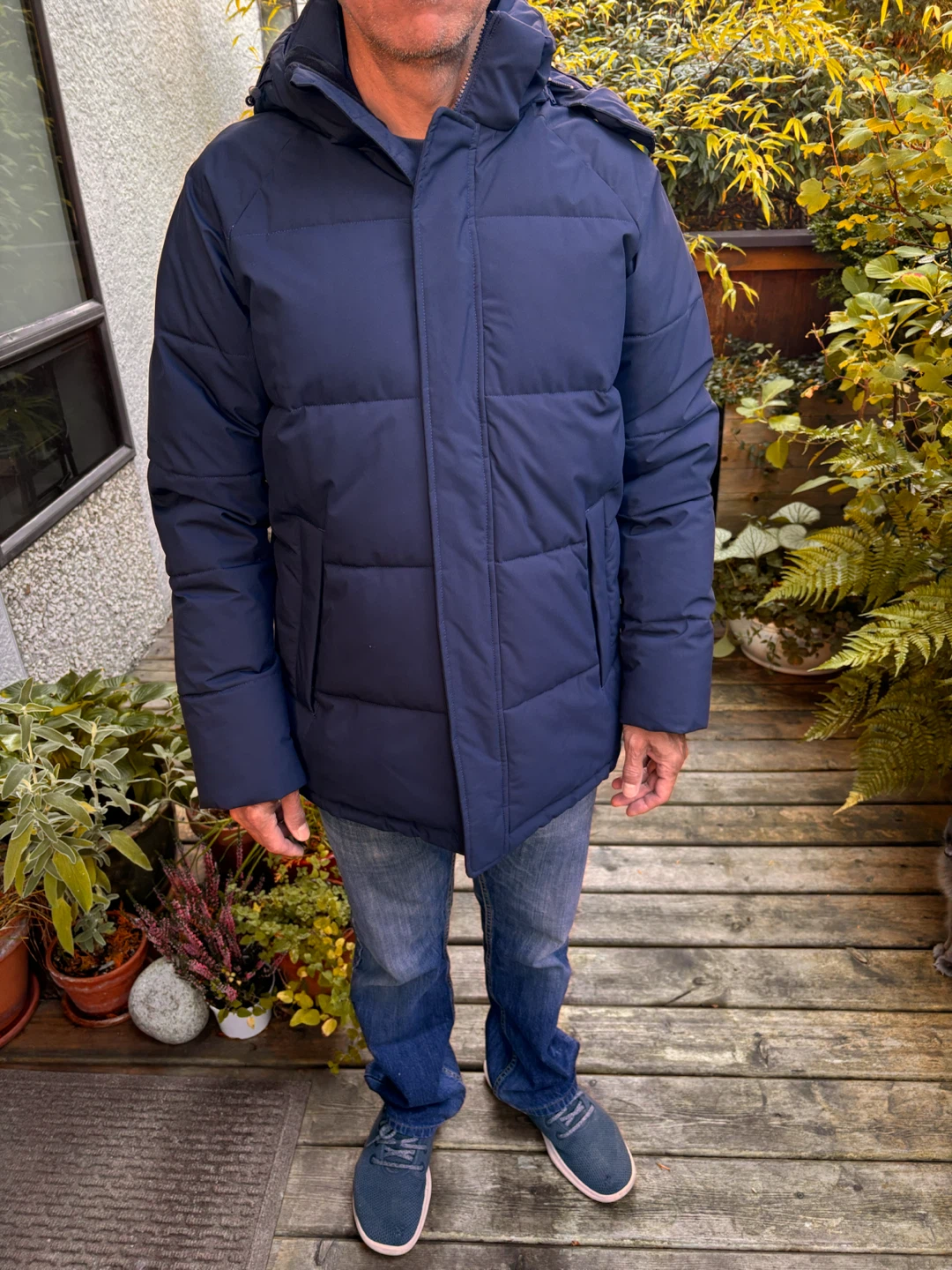 Navy Blue Hooded Puffer Jacket