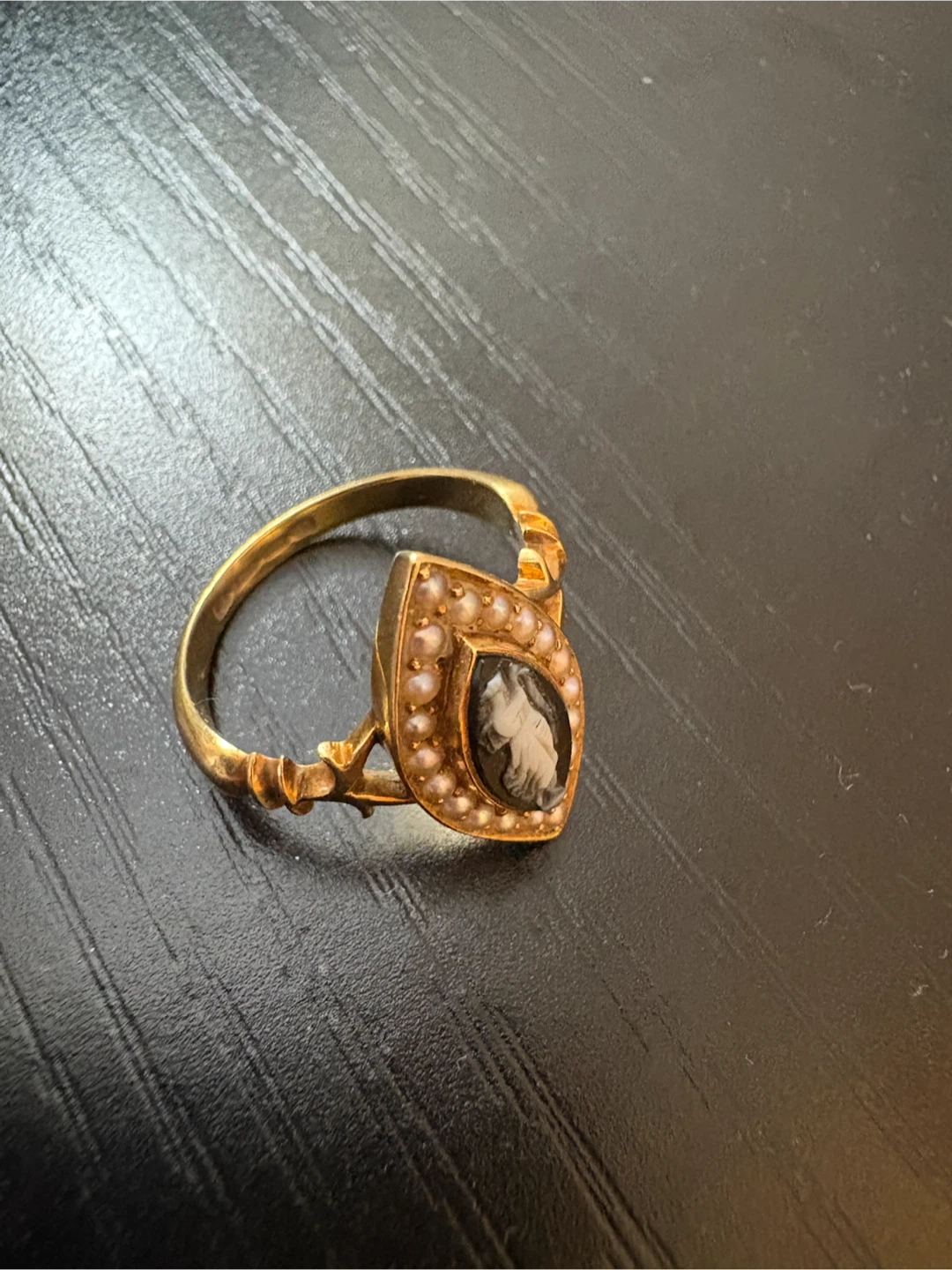 Vintage Marquise Cameo and Pearl Ring - photo 5
