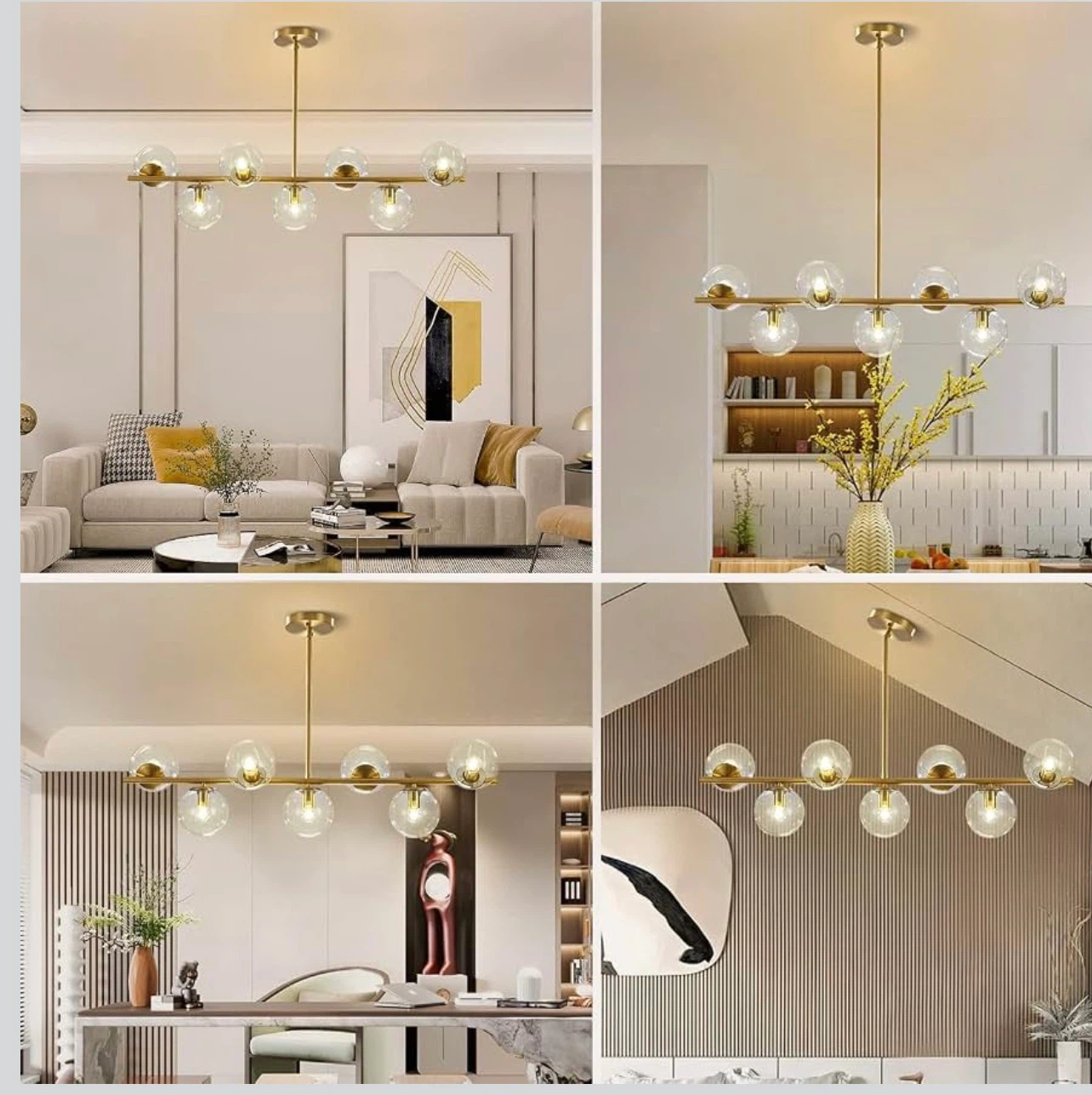 7-Light Brass Gold Linear Sputnik Chandelier with Clear Glass - photo 2