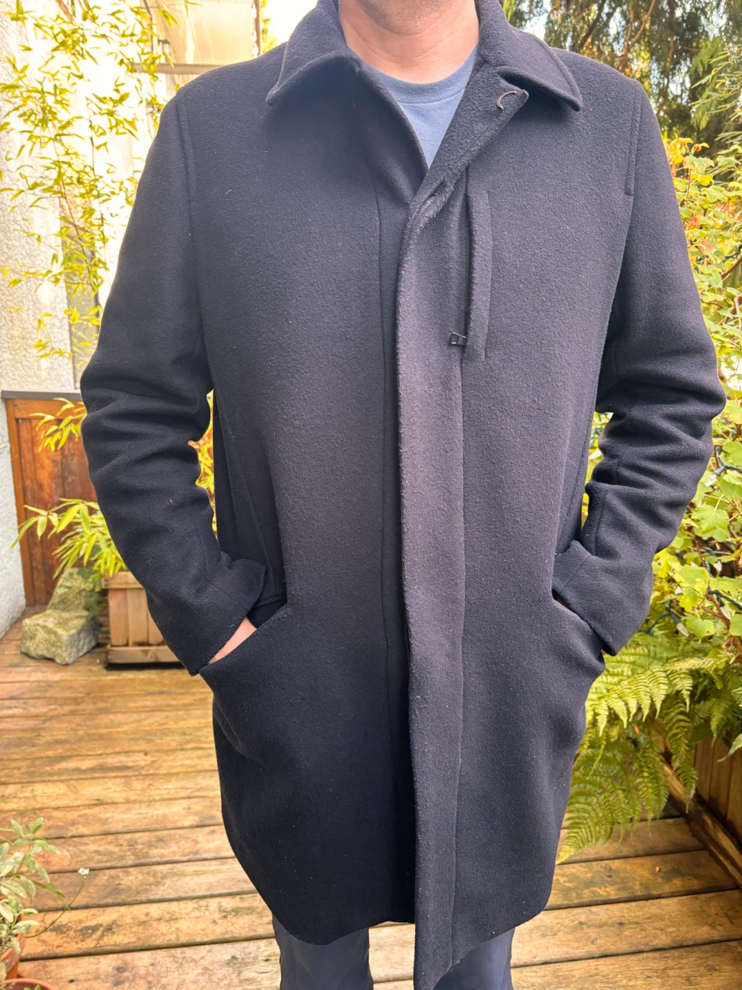Black Men's Wool Coat (Peacoat)