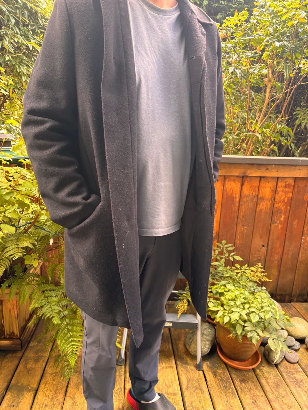 Black Men's Wool Coat (Peacoat) - photo 2