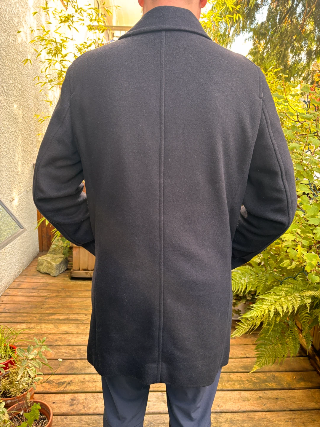 Black Men's Wool Coat (Peacoat) - photo 3