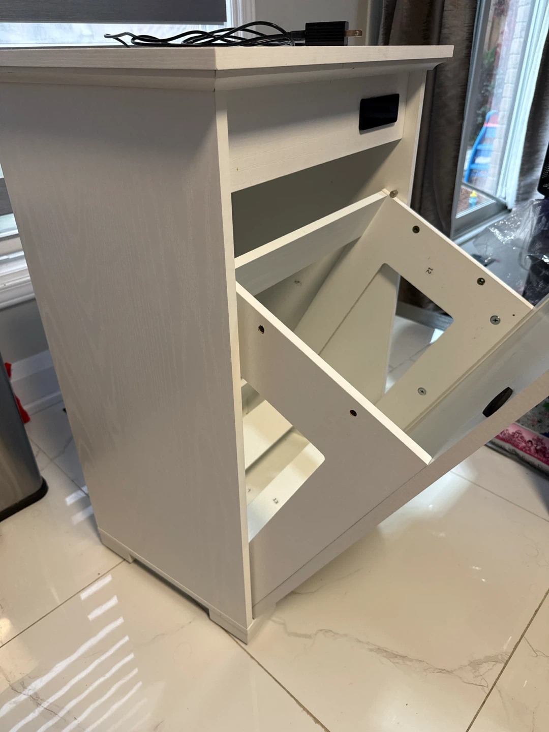 White wooden Trash / Laundry Bin - photo 3