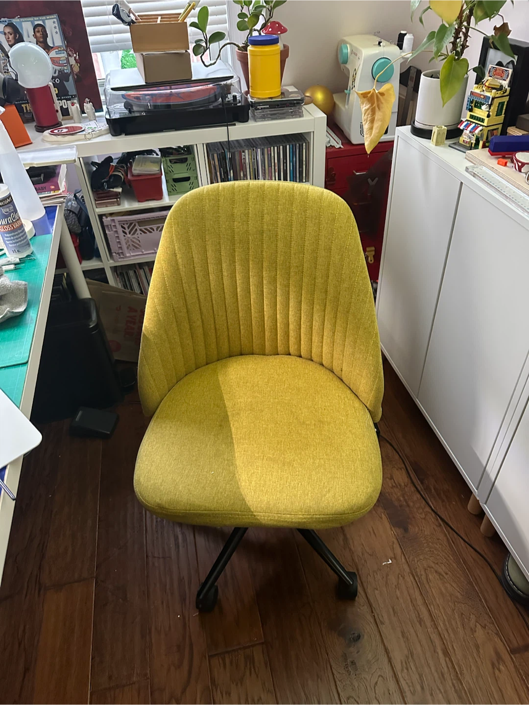 Yellow upholstered office chair