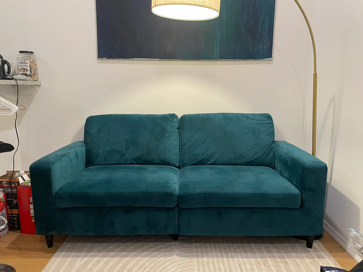 Teal Velvet 3-Seater Sofa - photo 2