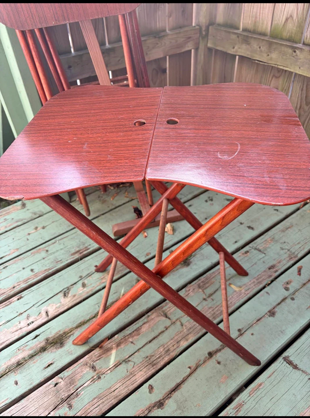 Set of 3 Wooden TV Tray Tables with Stand