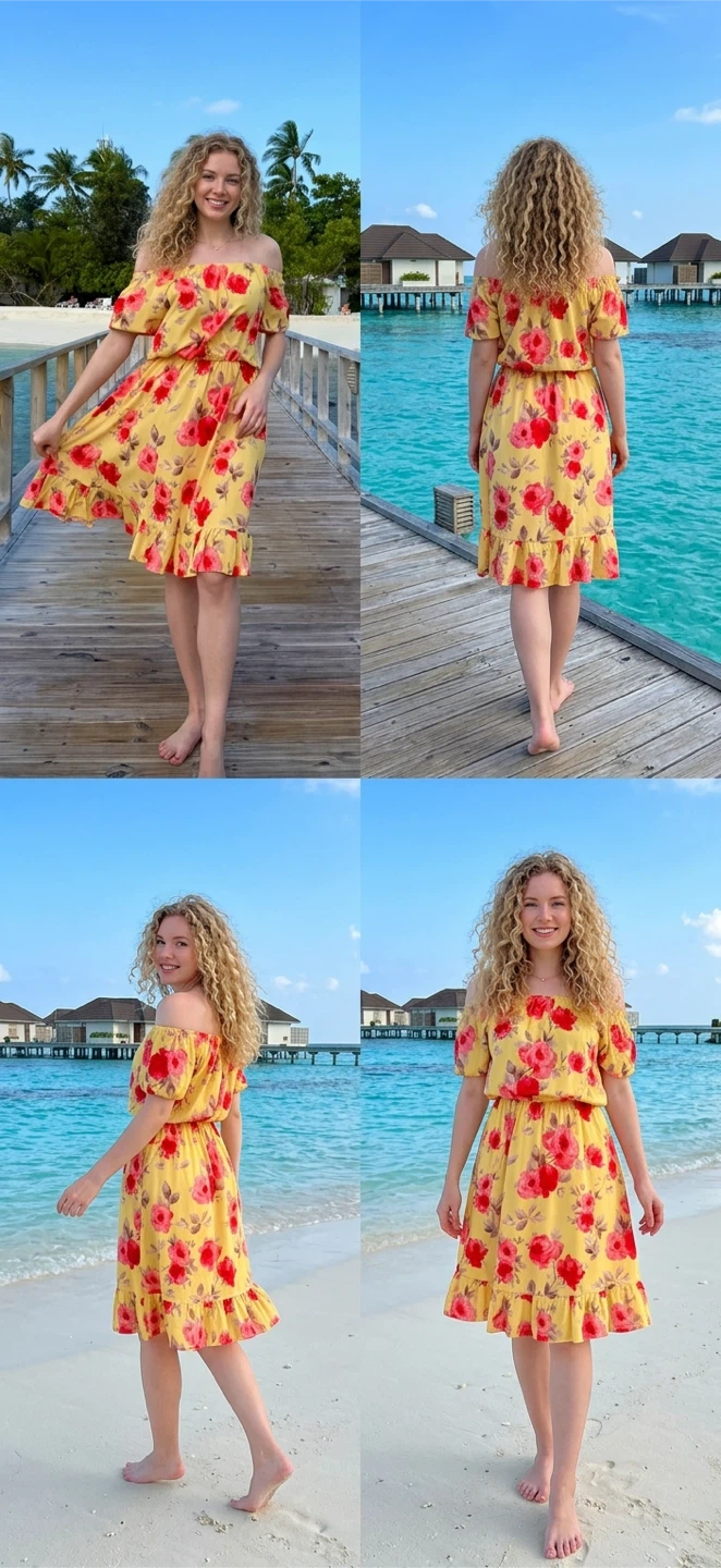 Yellow Floral Off-the-Shoulder Summer Dress - photo 3