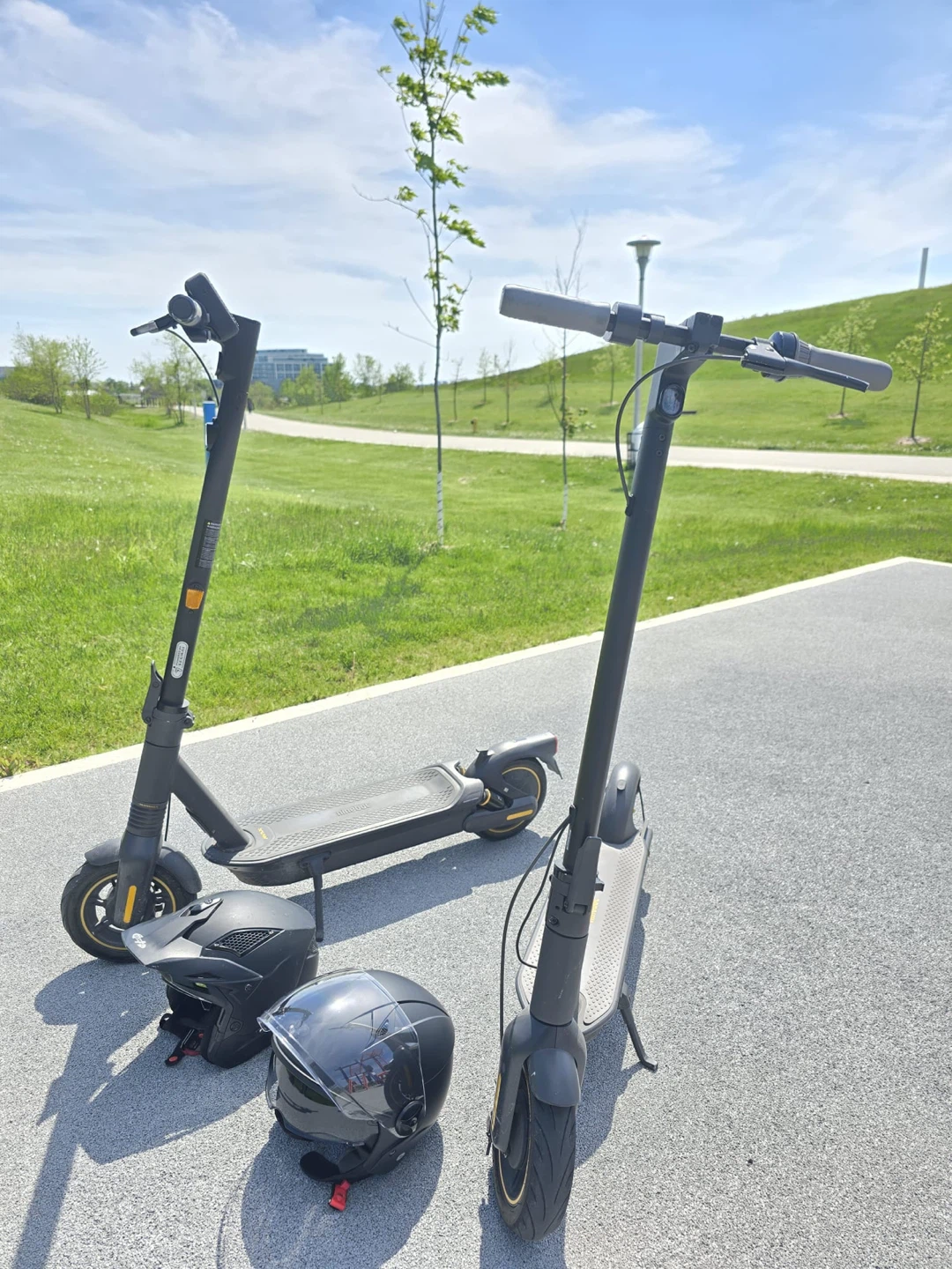Two Ninebot Segway Electric Scooters with Helmets - photo 2