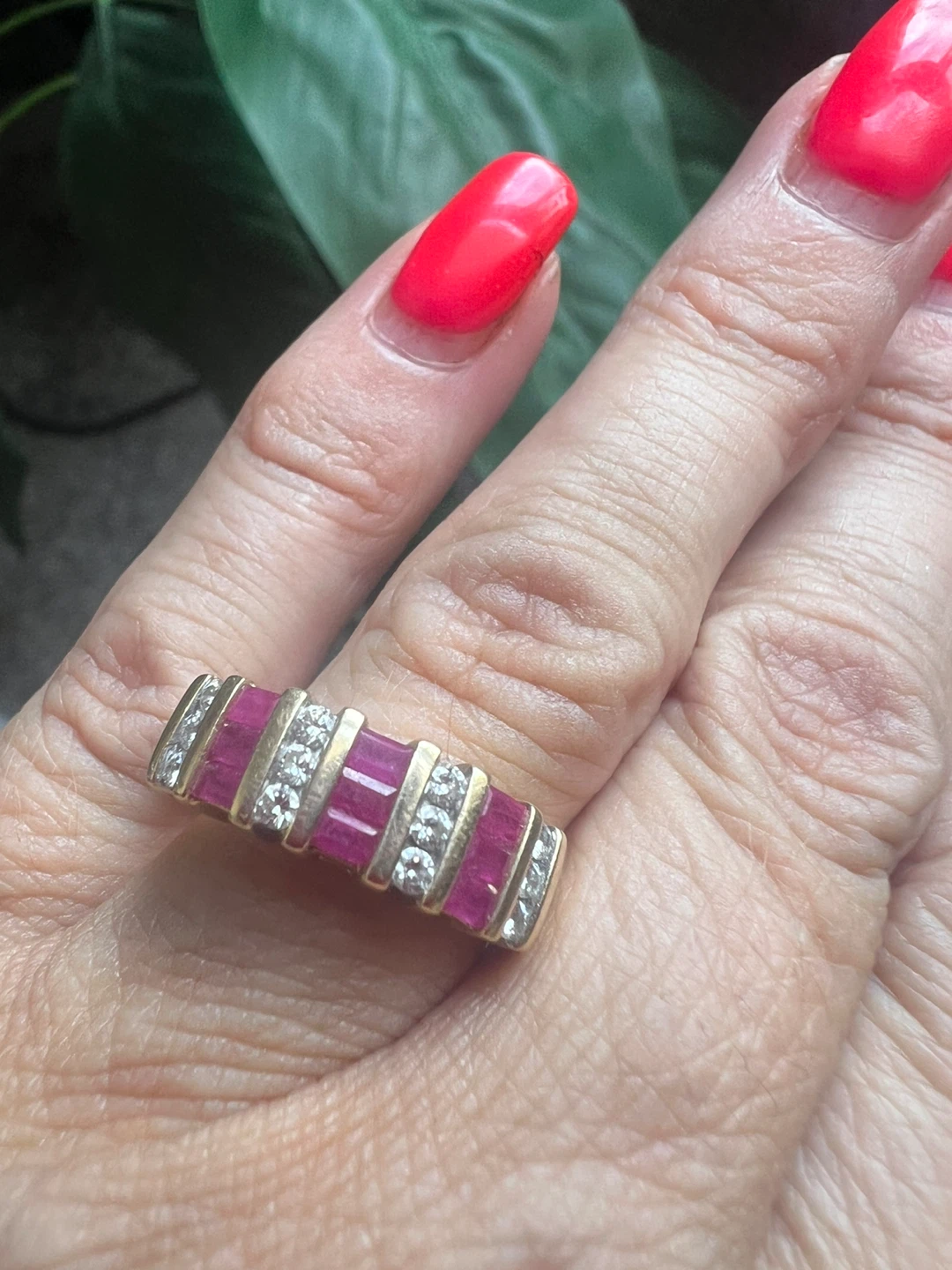 14k Gold Ruby and Diamond Band