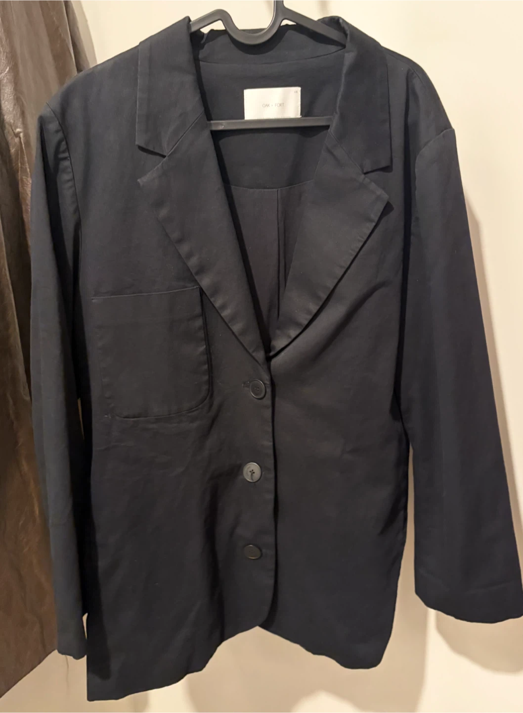 Oak + Fort Black Cotton Blazer