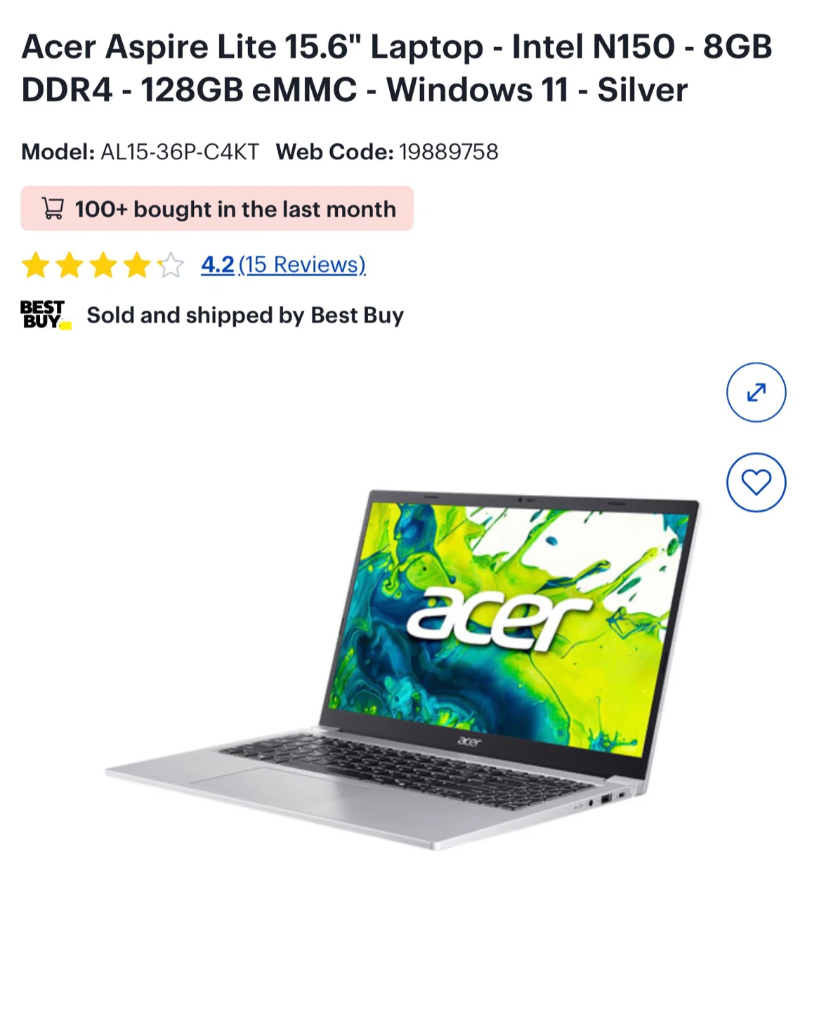 Acer Aspire Lite 15.6 inch Laptop - photo 2