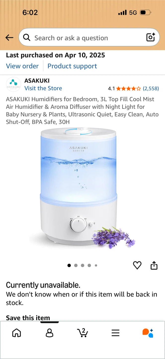 ASAKUKI 3L Cool Mist Air Humidifier and Aroma Diffuser