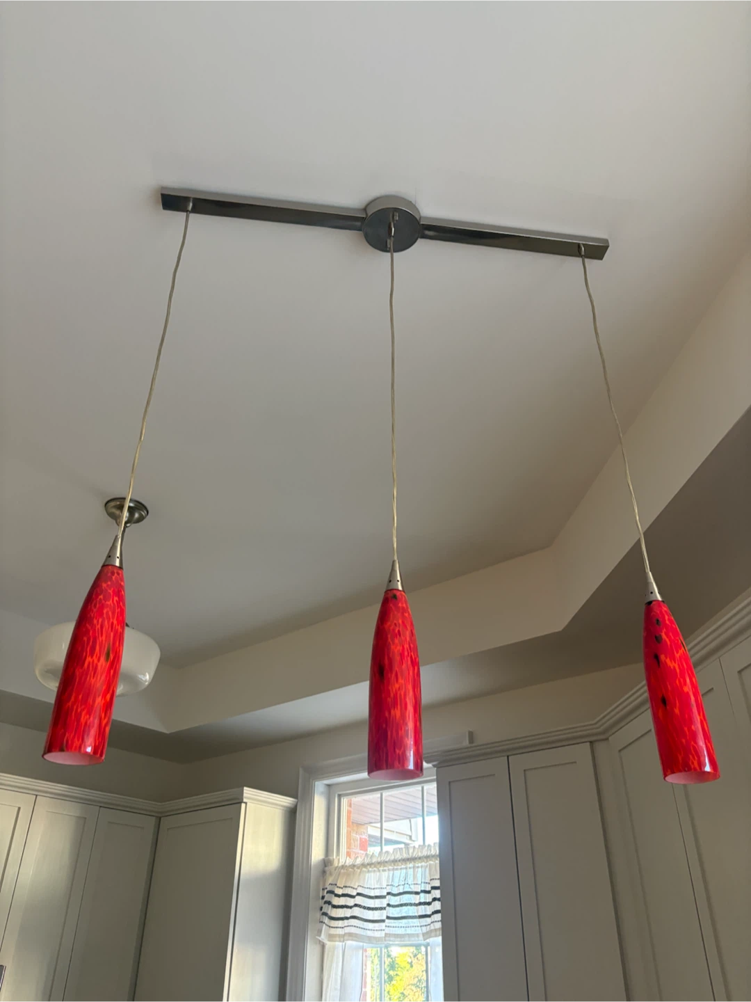 Three-Light Brushed Nickel Glass Pendant Lighting - photo 2