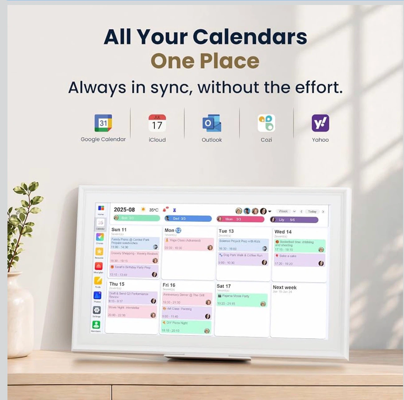 15.6-Inch Smart Digital Calendar & Photo Frame for Family,