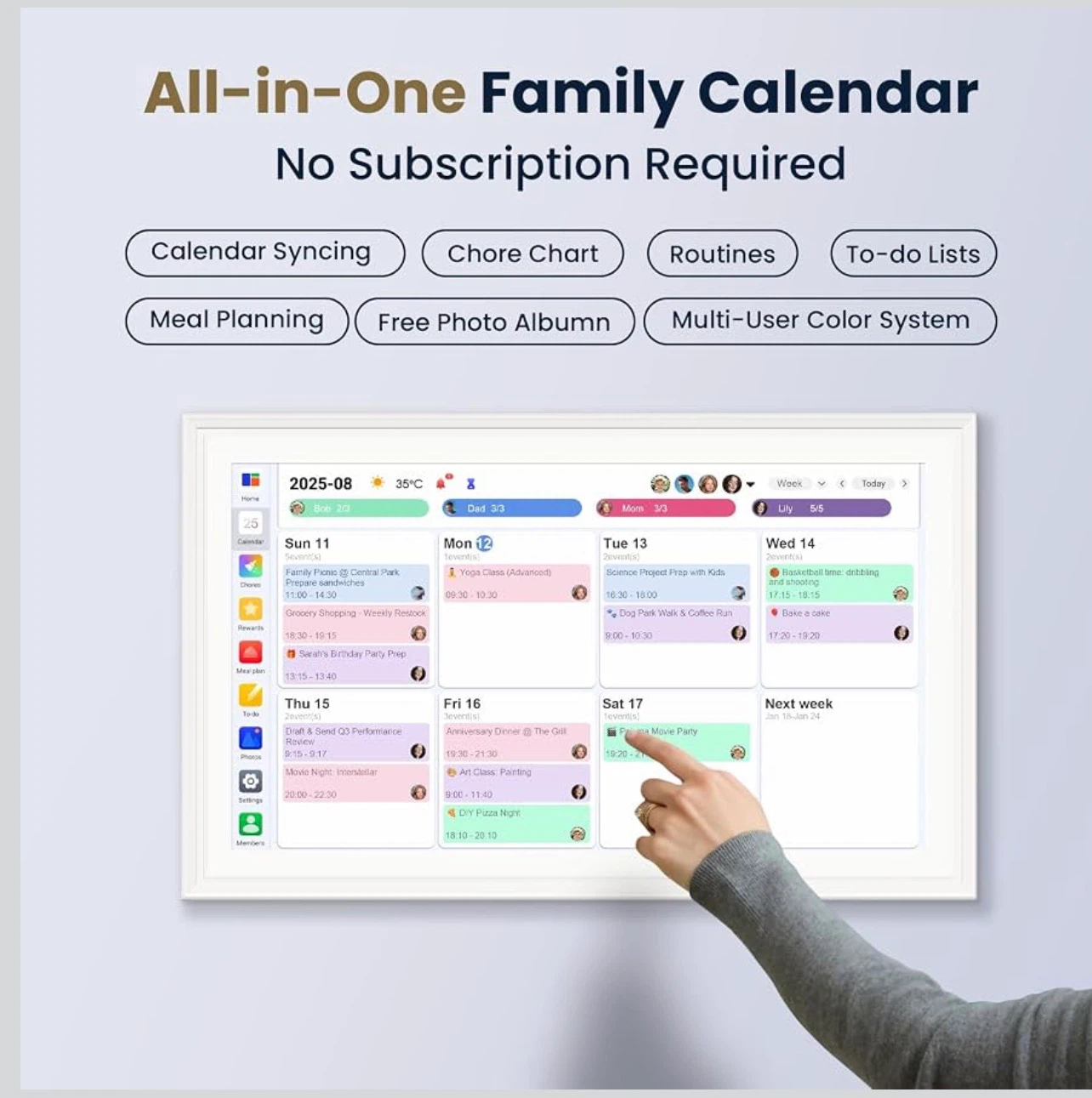15.6-Inch Smart Digital Calendar & Photo Frame for Family, - photo 3