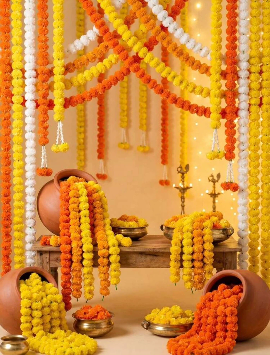 Artificial Marigold Flower Garlands Decoration