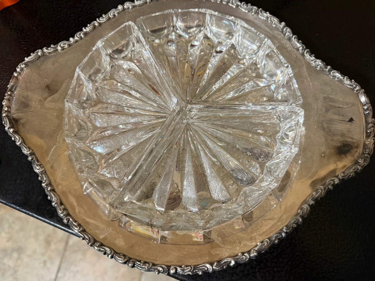 Vintage Birks Silver Plate Tray with Glass Insert