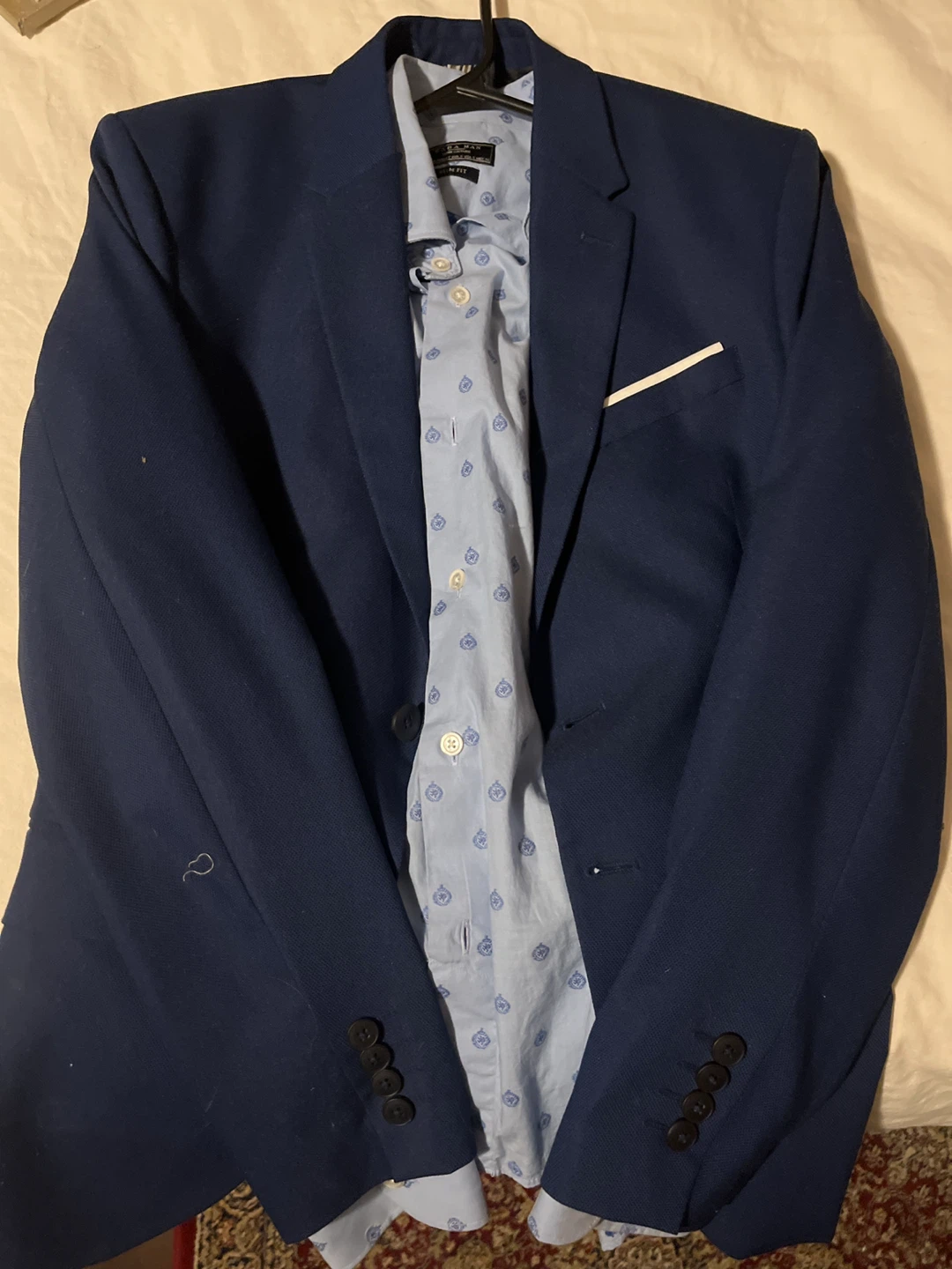 Zara Man Navy Suit Jacket and Trousers