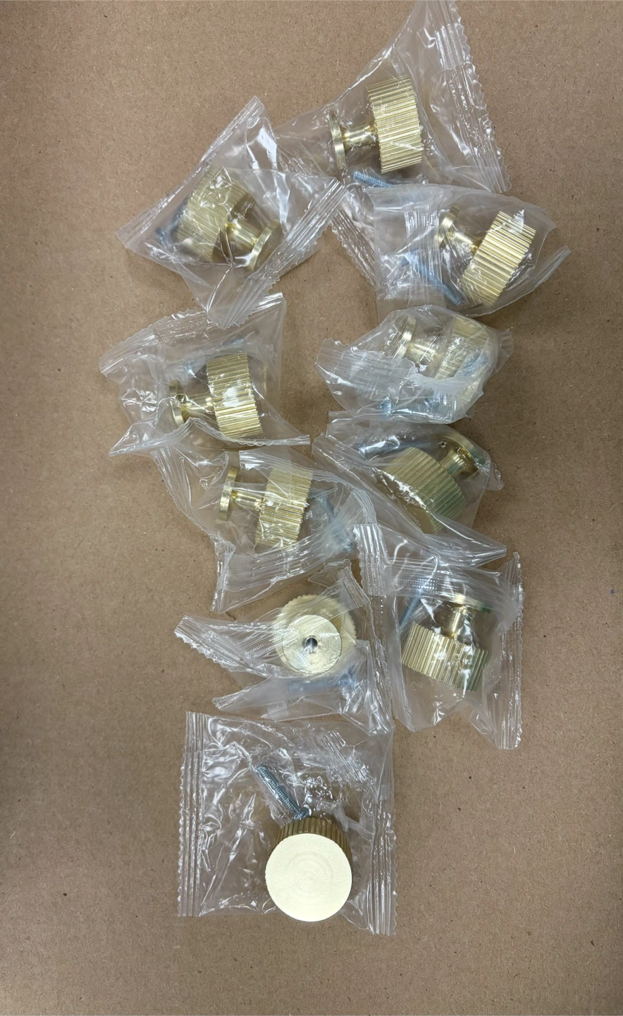 10 Brass Cabinet Knobs with Screws