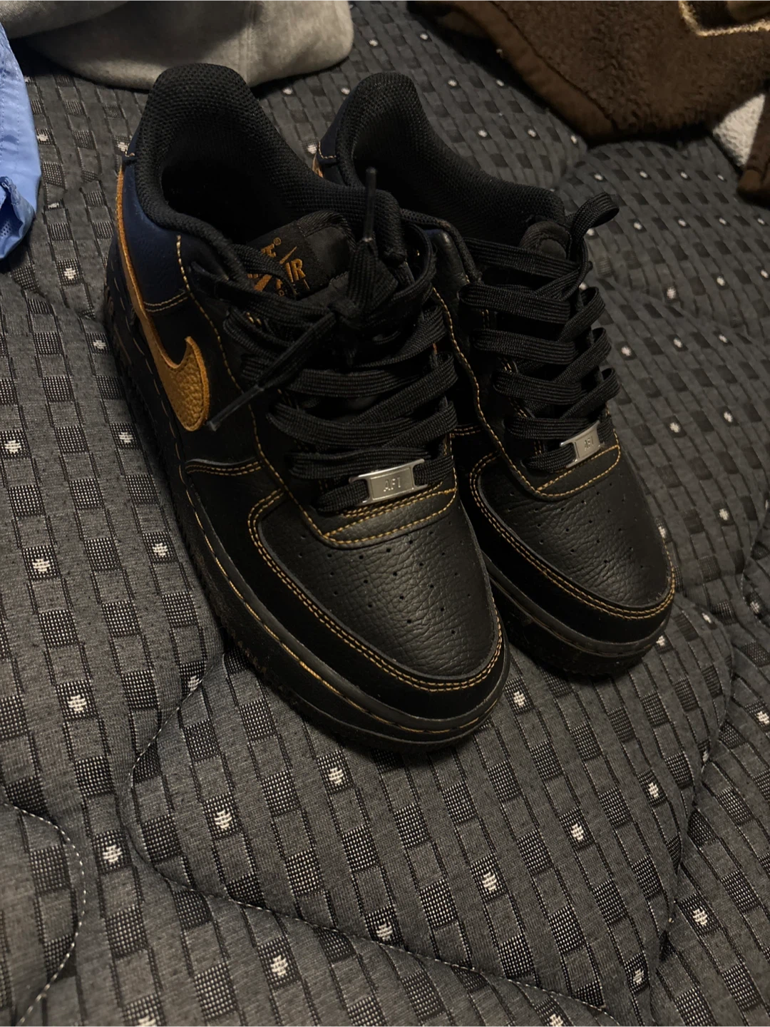 Nike Air Force 1 Sneakers Black and Gold