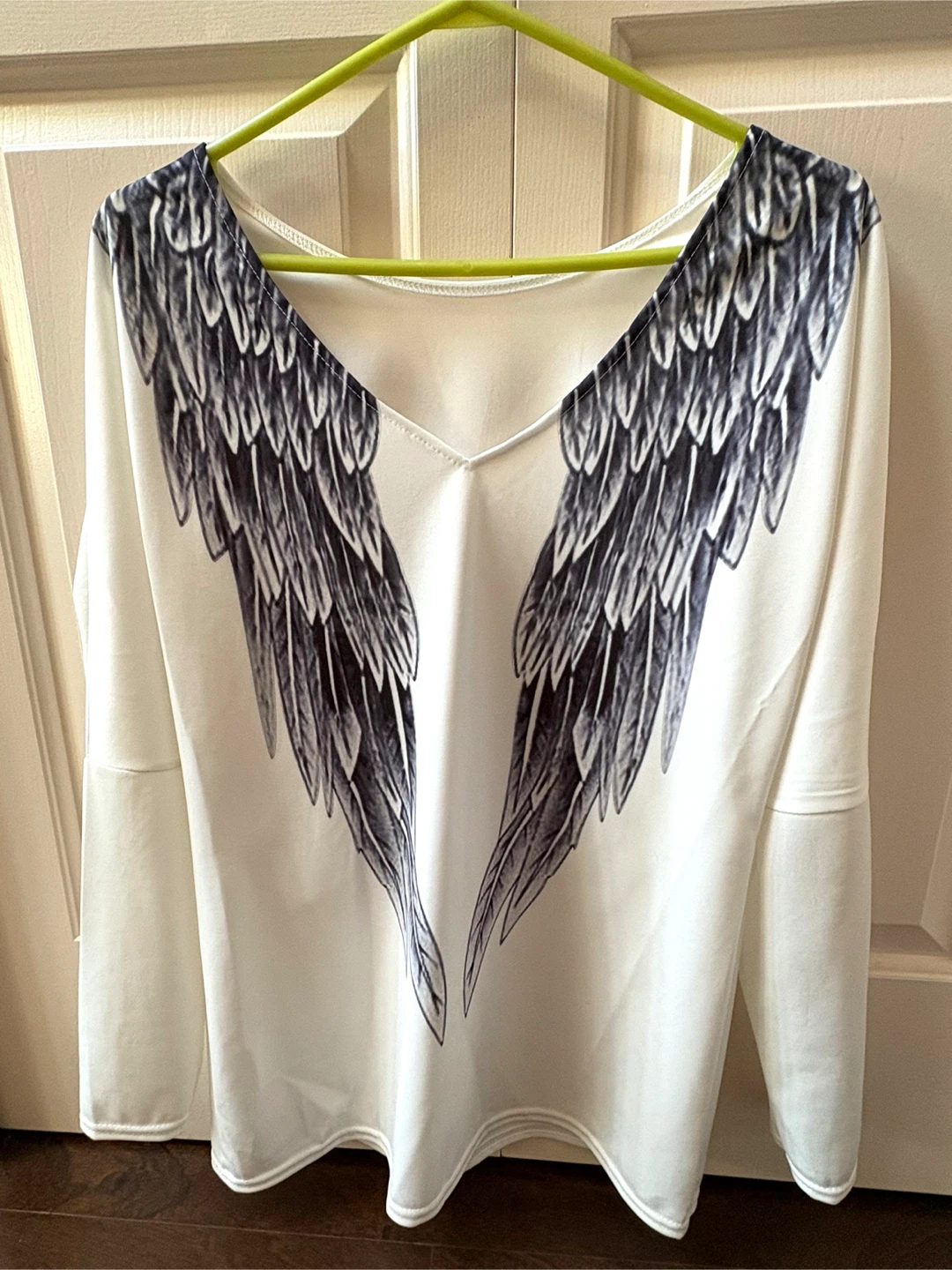 White long sleeve shirt with angel wings print - PM