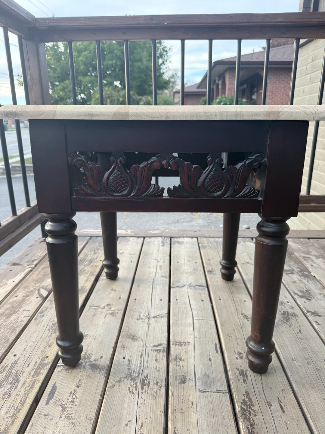 Wooden Side Table with Carved Detailing - photo 3