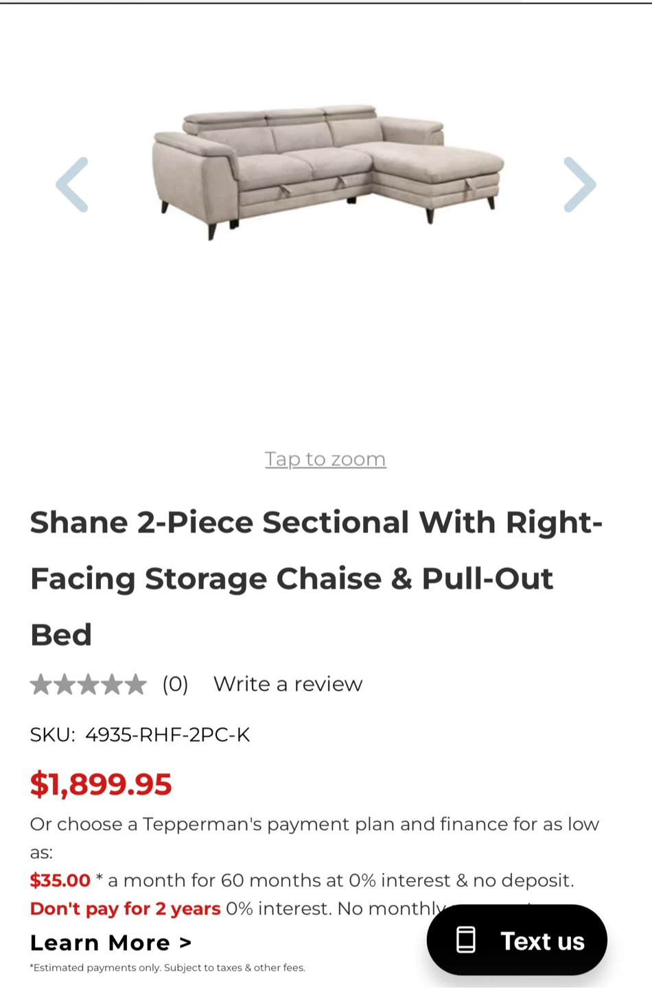 Shane 2-Piece Sectional with Storage Chaise and Pull-Out Bed